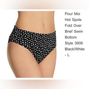 Pour Moi Hot Spots Fold Over Brief Swim Bottom - Black/White